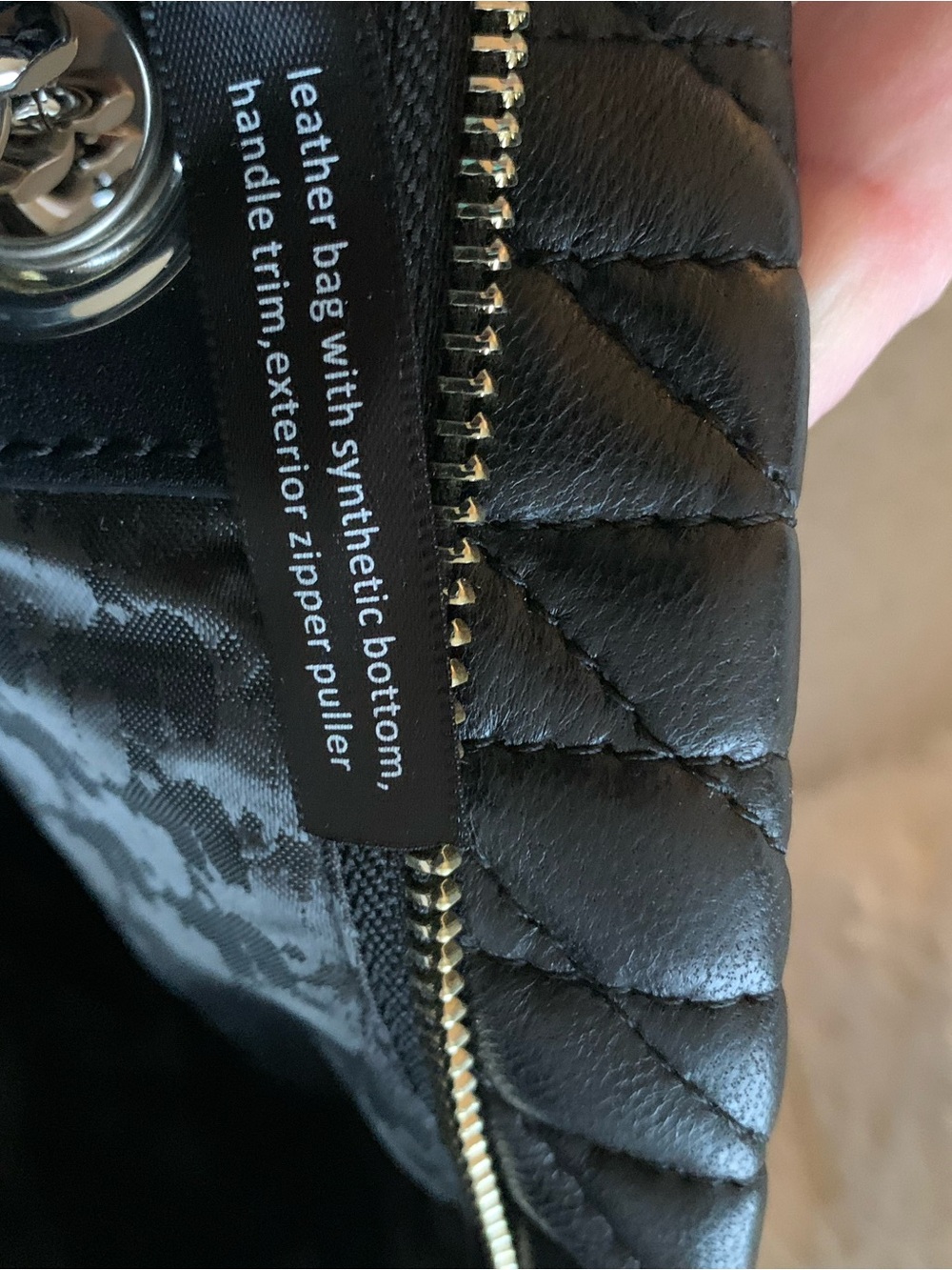 Karl Lagerfeld Black Quilted Chevron Tote with Chain Straps - Picture 11 of 16